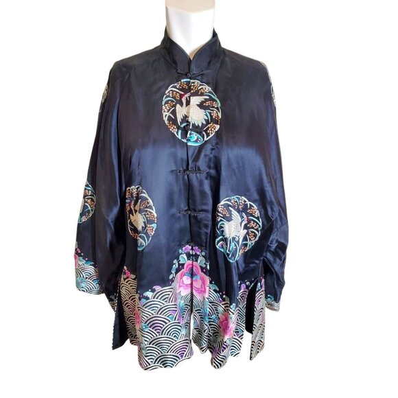 Antique Vintage Handmade Chinese Silk Kimono Jacket Blouse Robe Sz O/S - Picture 1 of 8